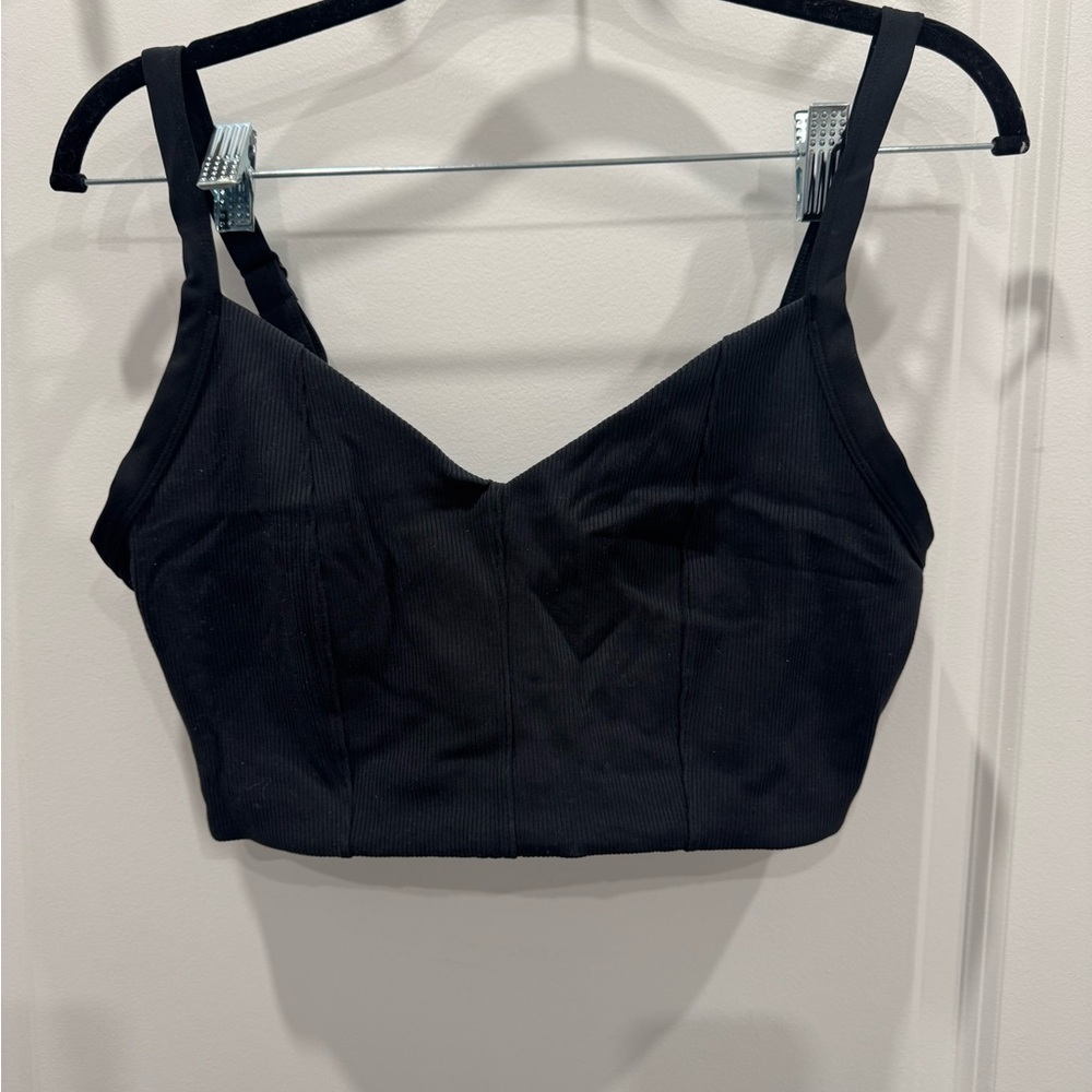 Offline by aerie Black Ribbed Sports Bra